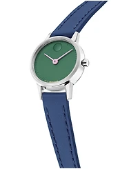 Movado Women's Baby Face Swiss Quartz Navy Leather Watch 22.50mm