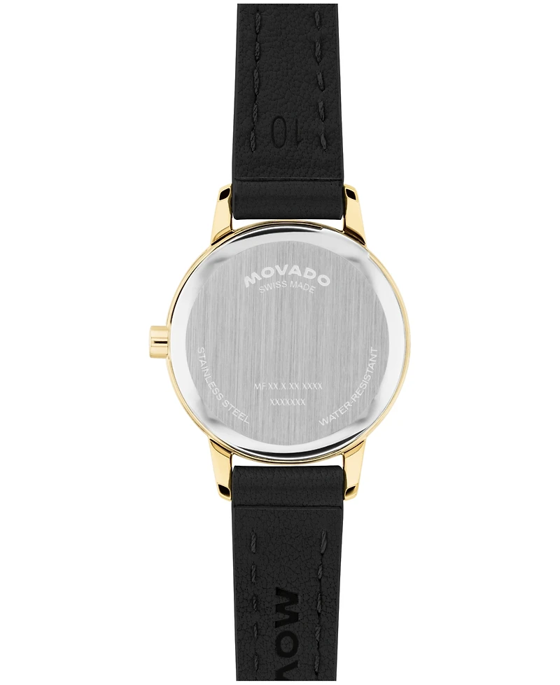 Movado Women's Baby Face Swiss Quartz Black Leather Watch 22.50mm