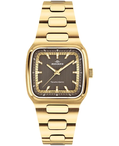 Movado Men's Tempomatic Swiss Automatic Ionic Plated Light Yellow Gold Steel Watch 37mm