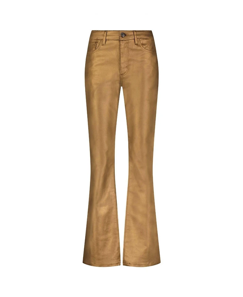 The Noli Shop Women's Aria Coated Flare Jean Metallic