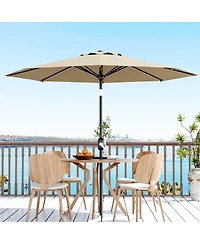 gaomon Solar Patio Umbrella with 40 Led Lights and Crank Tilt, Large Uv-Resistant Outdoor Patio Market Umbrella with 8 Ribs