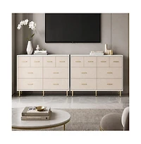 gaomon Set of 2 Dresser Modern 8-Drawer Wooden Nightstand with Handles and Legs, Linen-Textured Surface, Tv Stand for Bedroom Living Room