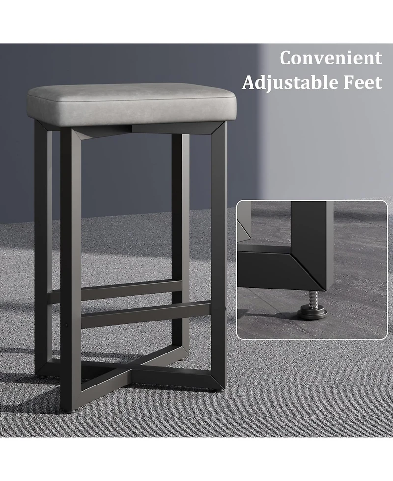 gaomon Set of 4 24.6 Inch Counter Height Backless Barstools, Upholstered Pu Leather Seats with Metal X-Frame and Footrest, Modern Kitchen Stools