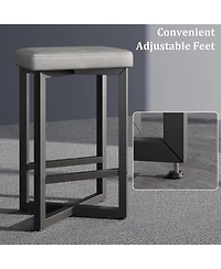 gaomon Set of 4 24.6 Inch Counter Height Backless Barstools, Upholstered Pu Leather Seats with Metal X-Frame and Footrest, Modern Kitchen Stools