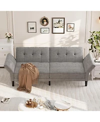 gaomon 89 Inches Convertible Sofa Bed, Modern Chenille Sleeper Sofa with Adjustable Backrest and Armrest, Deep Seat Futon Couch