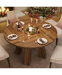 gaomon Round Dining Table for 4-6, Wood Kitchen Table with Sturdy Base, Farmhouse