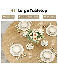 Clihome 43" Round Dining Table Wooden Table for Dining Room