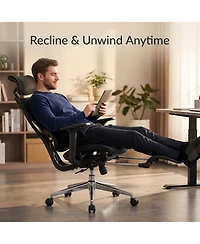 gaomon Fabric Ergonomic Office Chair with Footrest, Adjustable Height and Arms, Split Back, Manual Recline