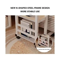 gaomon Adjustable Height C Table with Wheels, Overbed Table with Storage Shelves