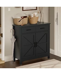 Clihome Modern Black Kitchen Storage Cabinet Buffet Cabinet with Storage, Coffee Bar Cabinet with 2 Drawers and 2 Doors