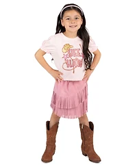 Rare Editions Girls' 2T-6X Knit Top and Suede Fringe Skirt, 2-Piece Set