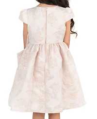 Rare Editions Girls' 2T-6X Brocade Cap Sleeve Beaded Trim Dress