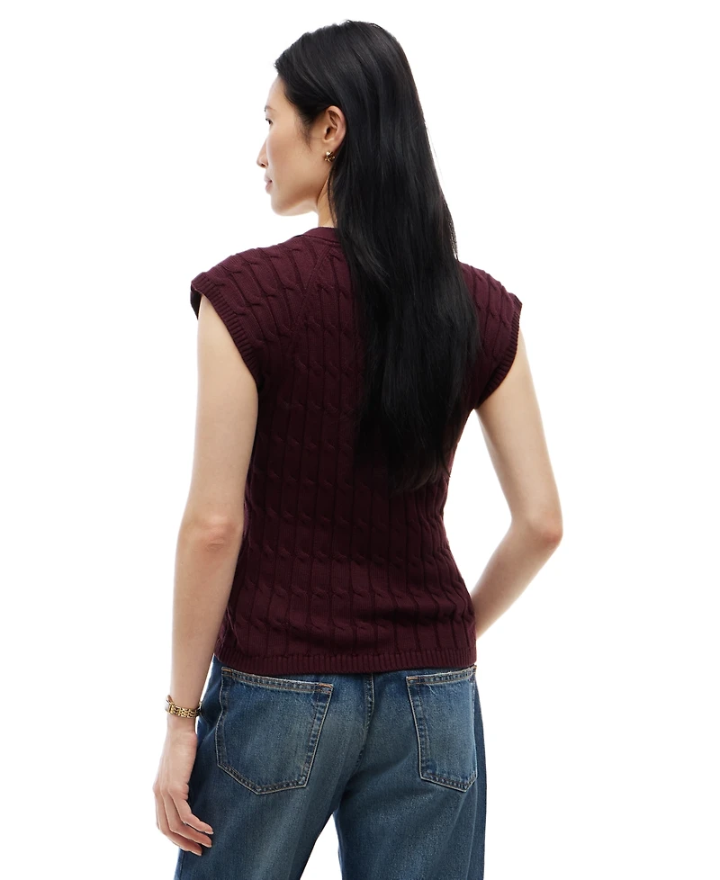Tommy Hilfiger Women's Cable Knit V-Neck Cap-Sleeve Cardigan