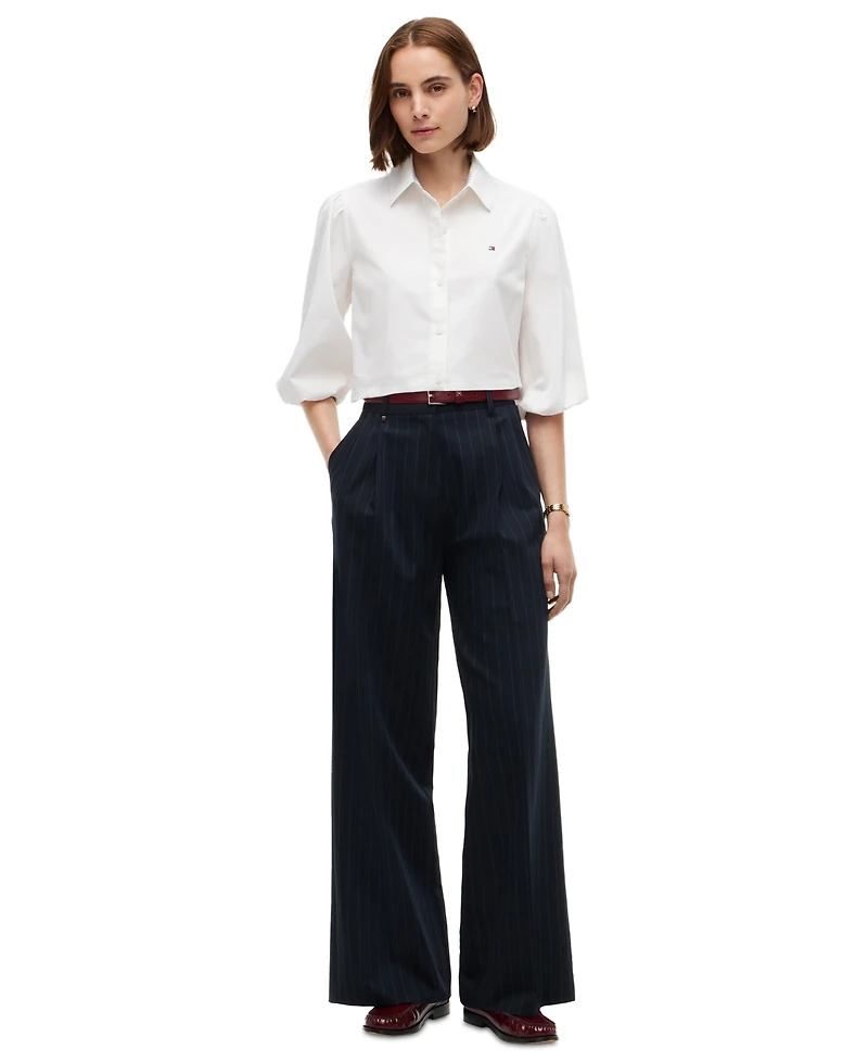 Tommy Hilfiger Women's Puff-Sleeve Button-Front Shirt