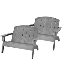Gymax Set of 2 Adirondack Chair Patio Hdpe Adirondack Loveseat Bench Weather Resistant