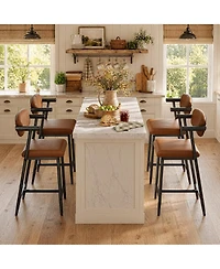 Gaomon 4-Piece Bar Stool Set: Metal Stools with Armrests and Footrests, High-Back Design, Soft Cushions-Perfect for Kitchen Islands Bars