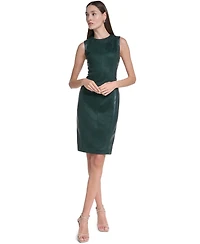 Calvin Klein Women's Sleeveless Suede & Faux Leather Panel Sheath Dress
