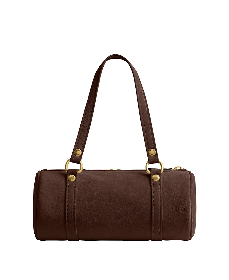 Coach Originals Kisslock Large Suede Barrel Shoulder Handbag