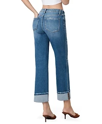 Flying Monkey Women's High Rise Cuffed Slim Wide Leg Jeans