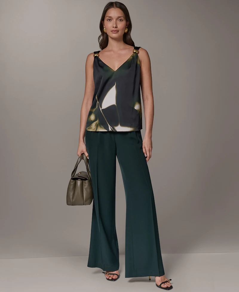 Donna Karan New York Women's Printed V-Neck Sleeveless Top