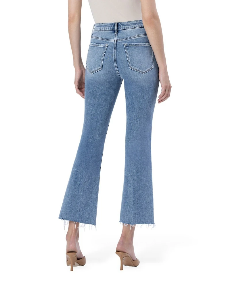 Flying Monkey Women's High Rise Raw Hem Kick Flare Jeans