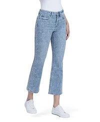 Vervet Women's High Rise Floral Print Crop Easy Flare Jeans