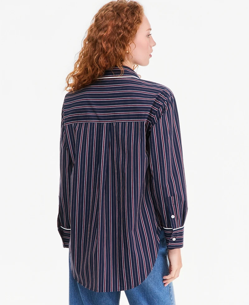 On 34th Women's Striped Poplin Long-Sleeve Button Down Shirt, Macy's Exclusive