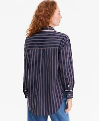 On 34th Women's Striped Poplin Long-Sleeve Button Down Shirt, Macy's Exclusive