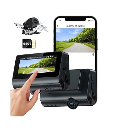 Neewer Front and rear Dash Cam, with 64GB card, 3.8 "4K Uhd Wifi Gps touchscreen