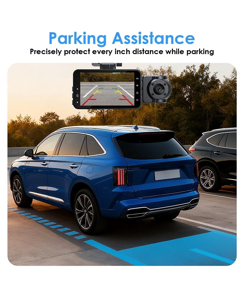 Neewer 1080P 3-Channel Dash Cam with Night Vision, Parking Monitor