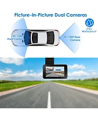 Neewer 1080P Dual Lens Dash Cam Vehicle Driving Recorder Car Dvr with WiFi Gps G-Sensor App Control Motion Detection Parking Monitor Night Vision