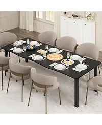 gaomon Dining Table for 6-8, Rectangular Mdf Top with Wave Edge, Durable Metal Frame, Waterproof & Scratch-Resistant