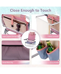 Gymax 2PCS Folding Backpack Beach Chair Table Set 5-Position Outdoor Reclining Chair