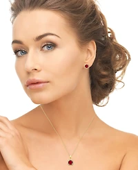 Macy's Simulated Cubic Zirconia Cushion Halo Pendant Necklace with Matching Stud Earrings 2-Piece Set