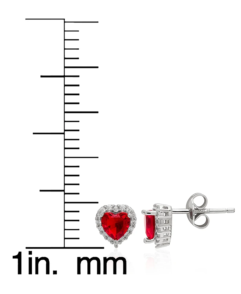 Macy's Simulated Ruby Cubic Zirconia Heart Halo Pendant Necklace with Matching Stud Earrings 2-Piece Set