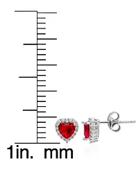 Macy's Simulated Ruby Cubic Zirconia Heart Halo Pendant Necklace with Matching Stud Earrings 2-Piece Set