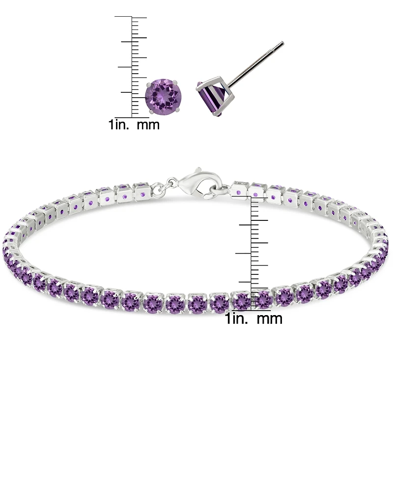Macy's Simulated Round Laydown Bracelet with Matching Stud Earrings 2-Piece Set