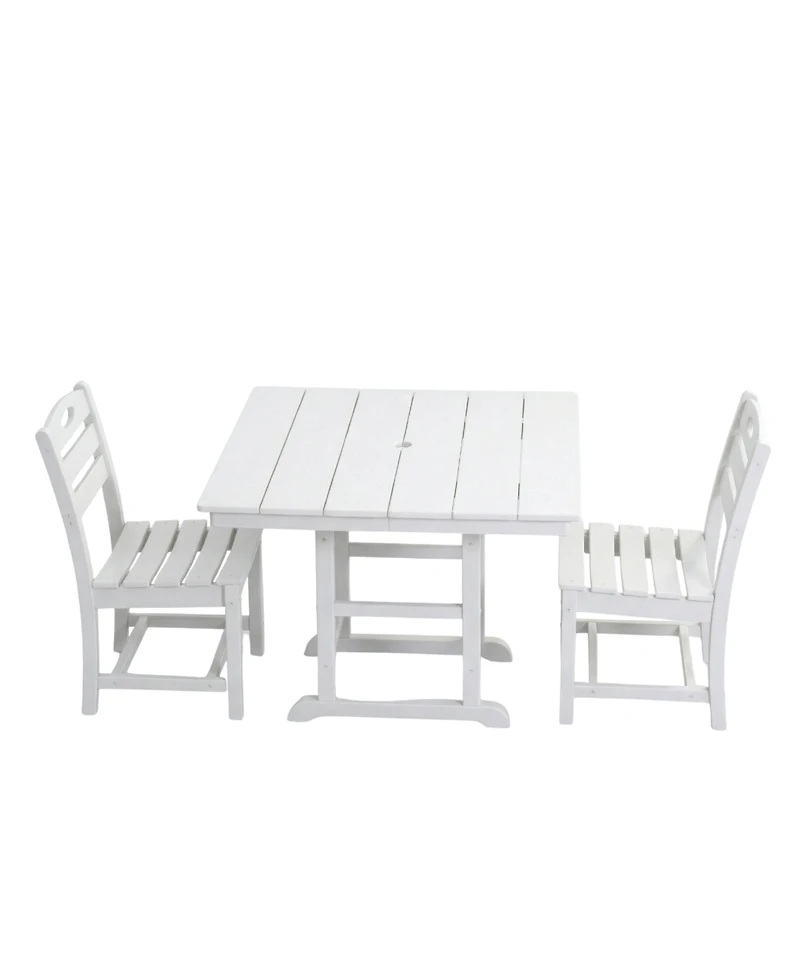 Clihome 3-Piece Hdpe Patio Dining Bistro Set - Square Table and 2 Chairs