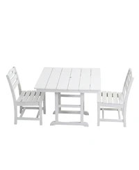 Clihome 3-Piece Hdpe Patio Dining Bistro Set - Square Table and 2 Chairs