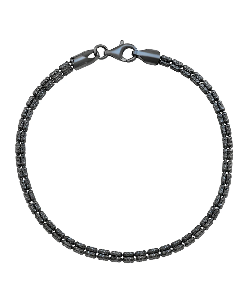 Italian Silver Men's Black Rhodium Bracelet in Sterling Silver