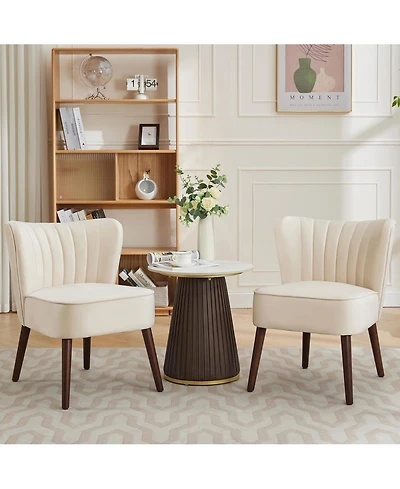 Gaomon Set of 2 Velvet Wingback Accent Chairs with Wood Legs, Mid-Century Upholstered Lounge for Living Room