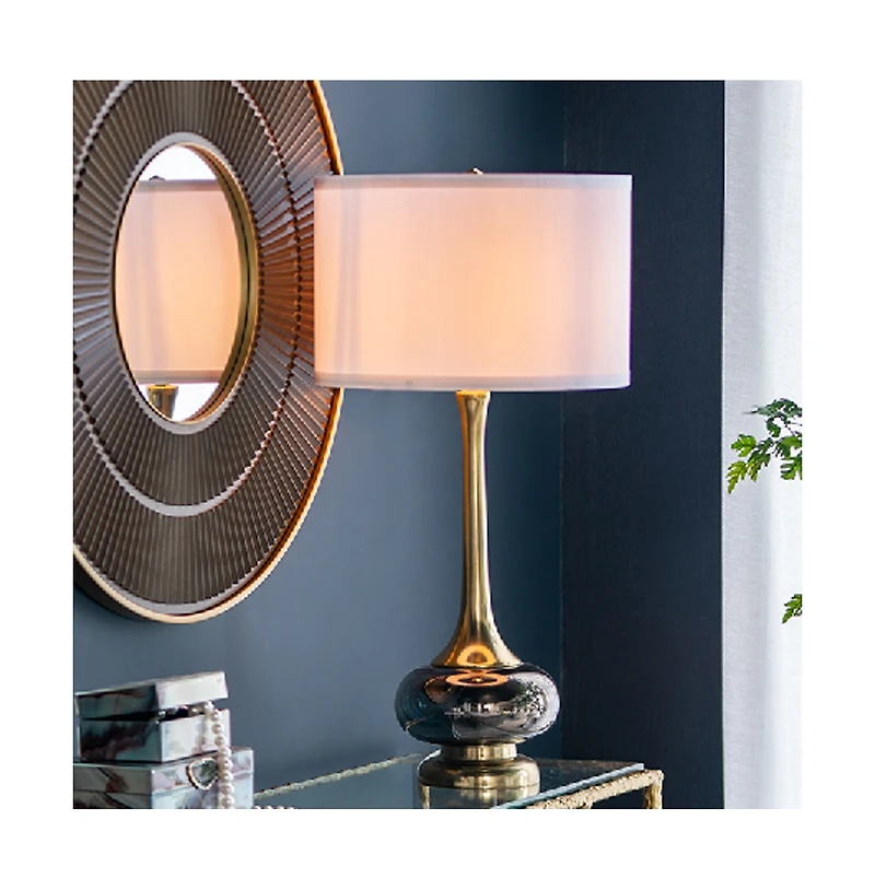 Sofucor 29" Table Lamp with Glass Drum