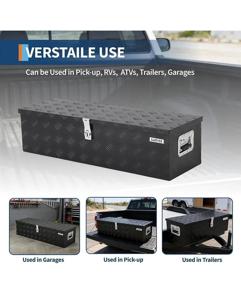 Gaomon 48"x15"x15" Heavy Duty Aluminum Truck Bed Tool Boxes with Sliding Shelf, Outdoor Storage Organizer with Lock and Keys