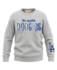 Soft As A Grape Big Girls Heather Gray Los Angeles Dodgers Nantucket Sequin Fleece Crewneck Sweatshirt