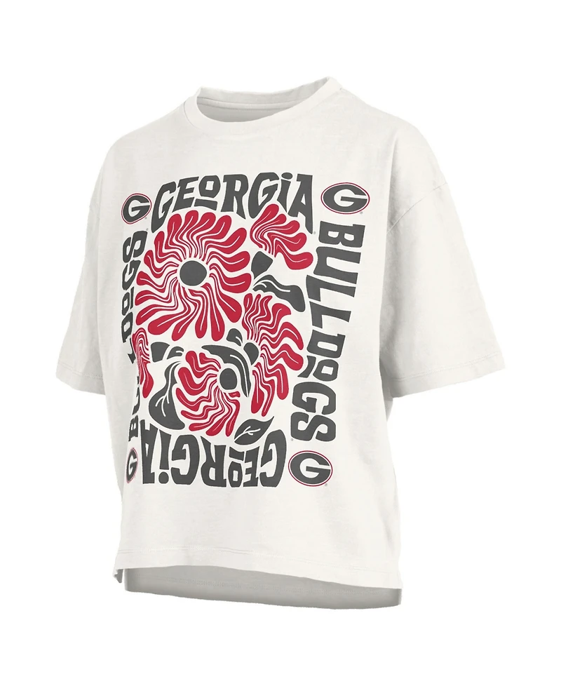 Pressbox Women's White Georgia Bulldogs Elena Oversized Slub T-Shirt