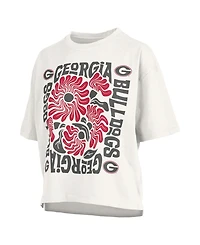 Pressbox Women's White Georgia Bulldogs Elena Oversized Slub T-Shirt