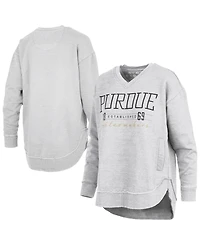 Pressbox Women's Heather Gray Purdue Boilermakers Marcus East Hall Poncho V-Neck Sweatshirt