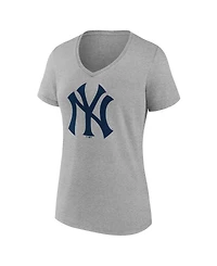 Logo Athletic Women's Gray New York Yankees V-Neck T-Shirt
