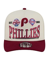 New Era Men's Cream Philadelphia Phillies Throwback Tri-Hit A-Frame 9FIFTY Adjustable Hat