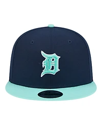 New Era Men's Navy/Turquoise Detroit Tigers 2-Tone Color Pack 9FIFTY Snapback Hat